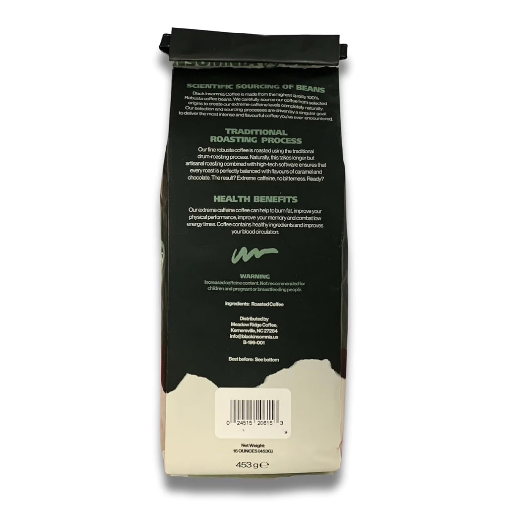 Black Insomnia Ground Coffee – World's Strongest Dark Roast, 1 lb