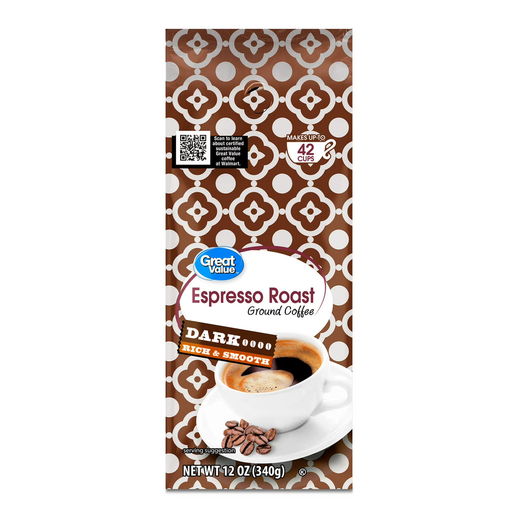 Great Value Espresso Roast Coffee – Ground, 12 oz