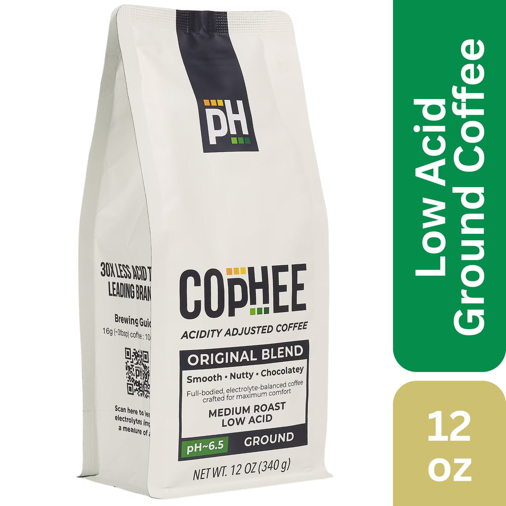 COpHEE Low Acid Coffee – Medium Roast Ground Arabica, 12 oz