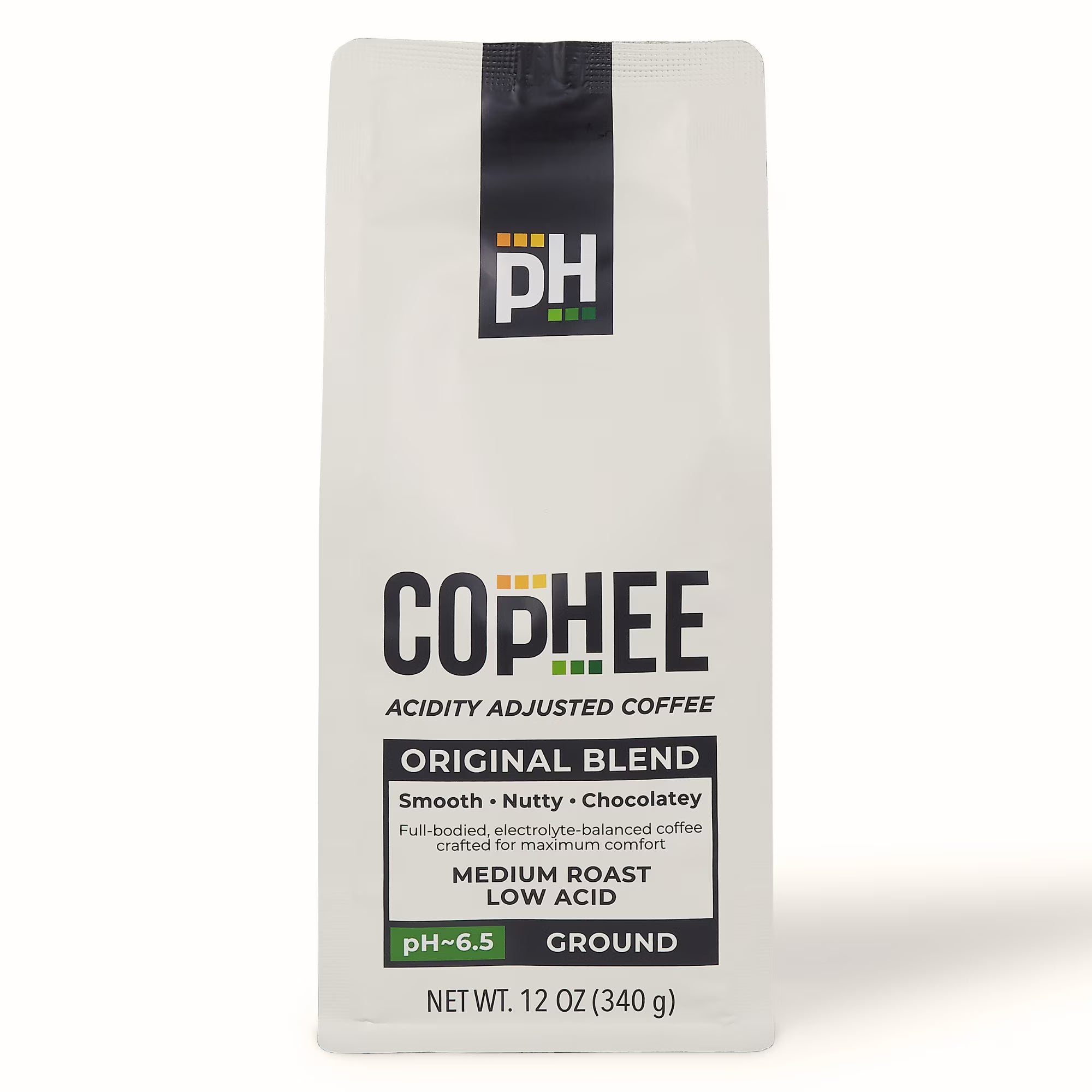 COpHEE Low Acid Coffee – Medium Roast Ground Arabica, 12 oz