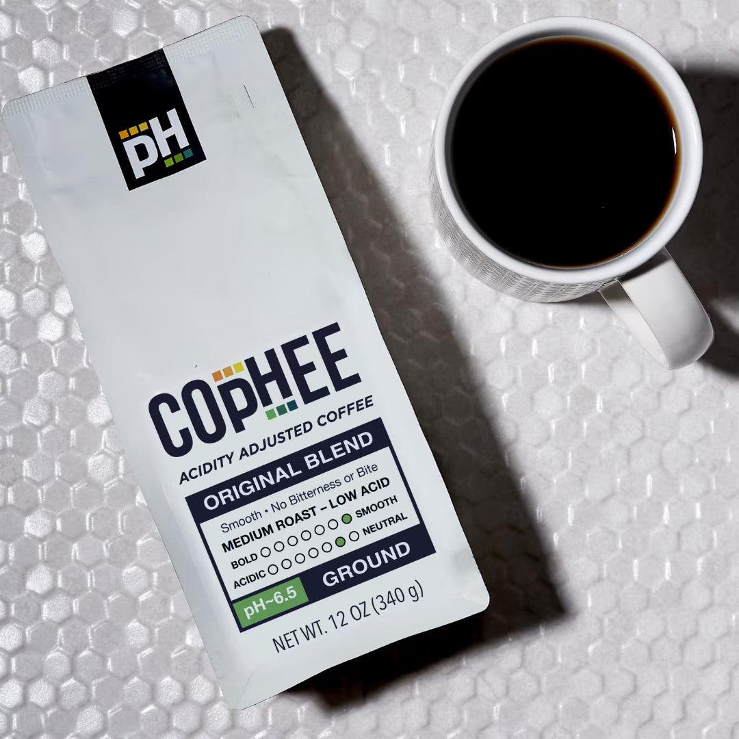 COpHEE Low Acid Coffee – Medium Roast Ground Arabica, 12 oz