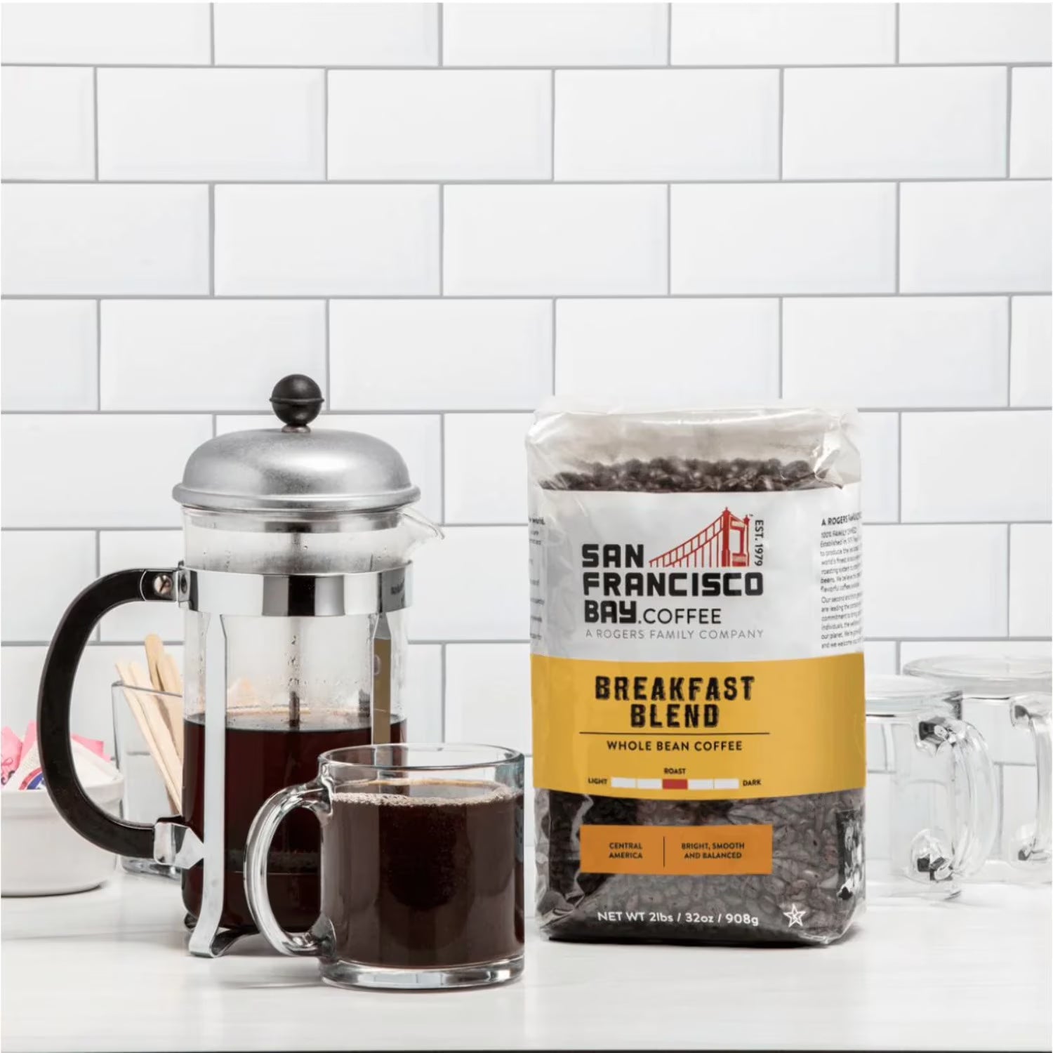 San Francisco Bay Coffee Breakfast Blend – Medium Roast Whole Bean, 2 lb
