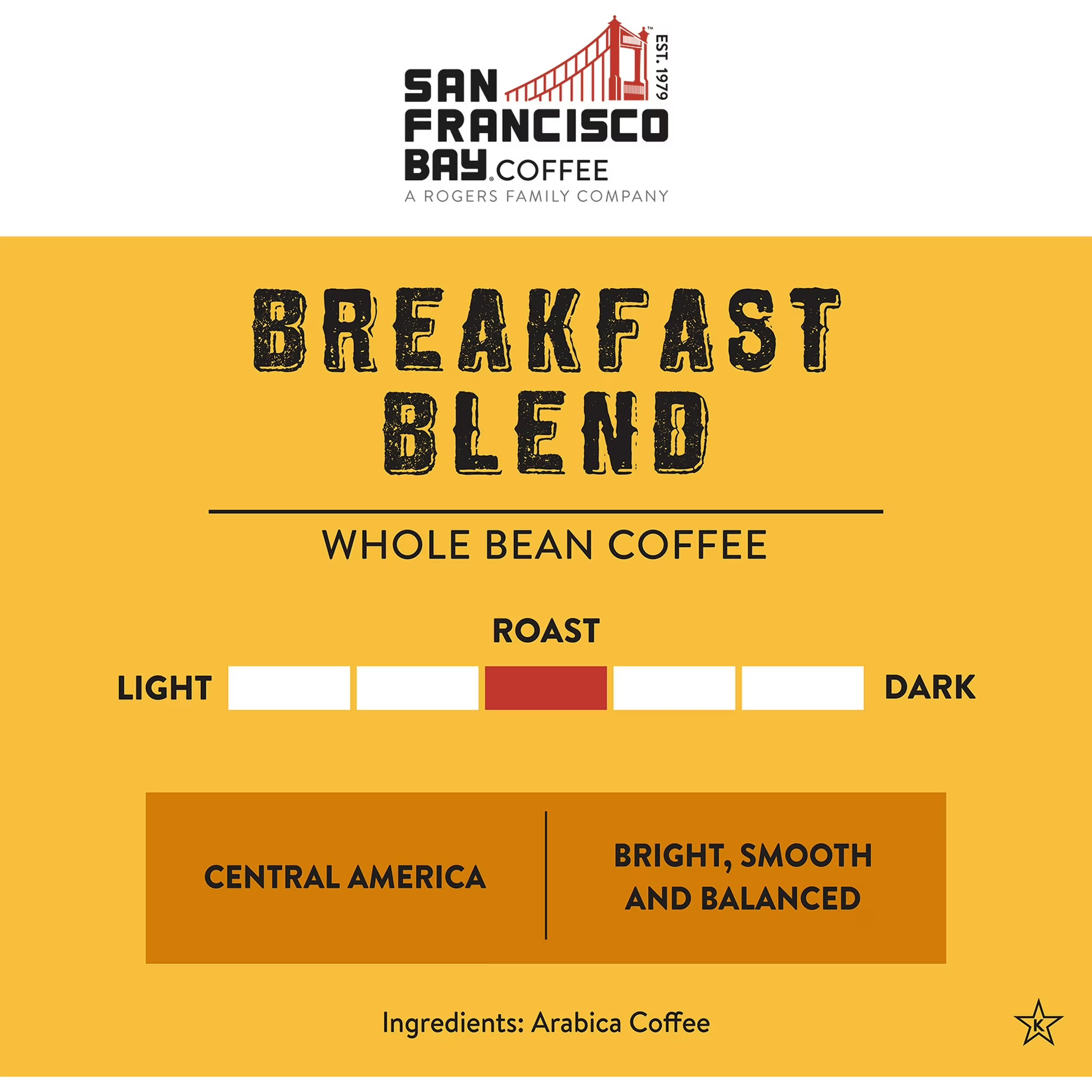 San Francisco Bay Coffee Breakfast Blend – Medium Roast Whole Bean, 2 lb