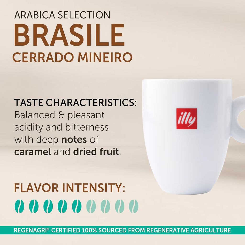 illy Whole Bean Coffee Brasile Cerrado Mineiro – Medium Roast Arabica Selection, 8.8 oz