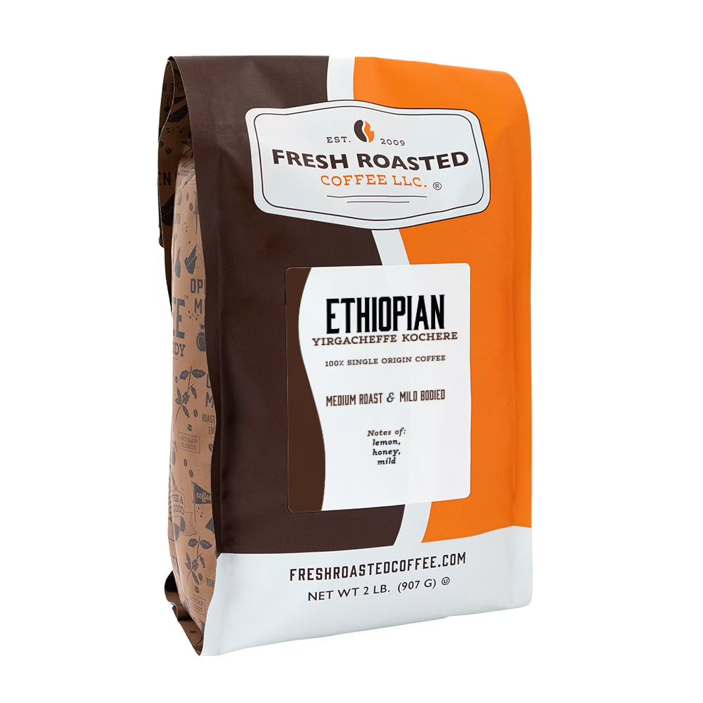 Fresh Roasted Coffee Ethiopian Yirgacheffe Coffee – Medium Roast Drip Ground, 32 oz (2 lb)