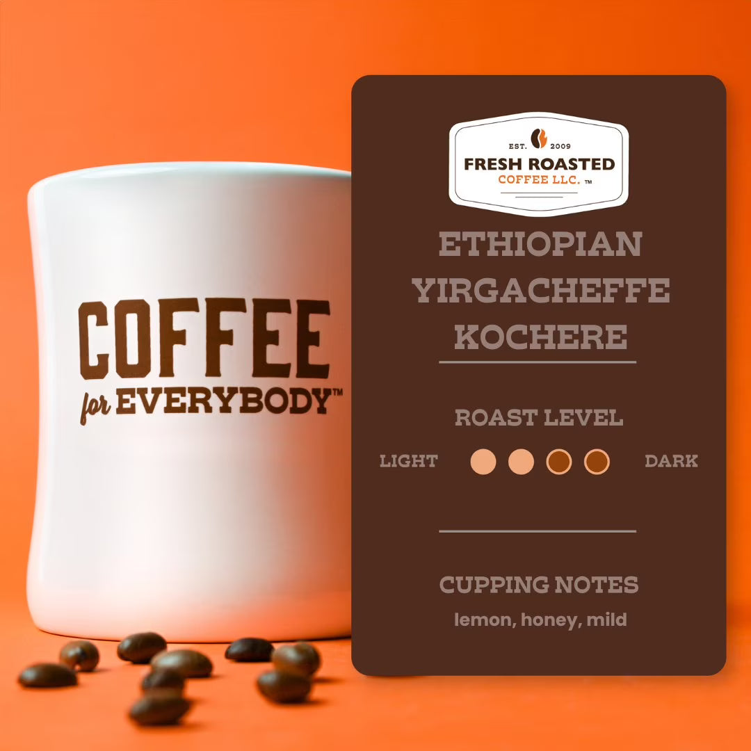 Fresh Roasted Coffee Ethiopian Yirgacheffe Coffee – Medium Roast Drip Ground, 32 oz (2 lb)