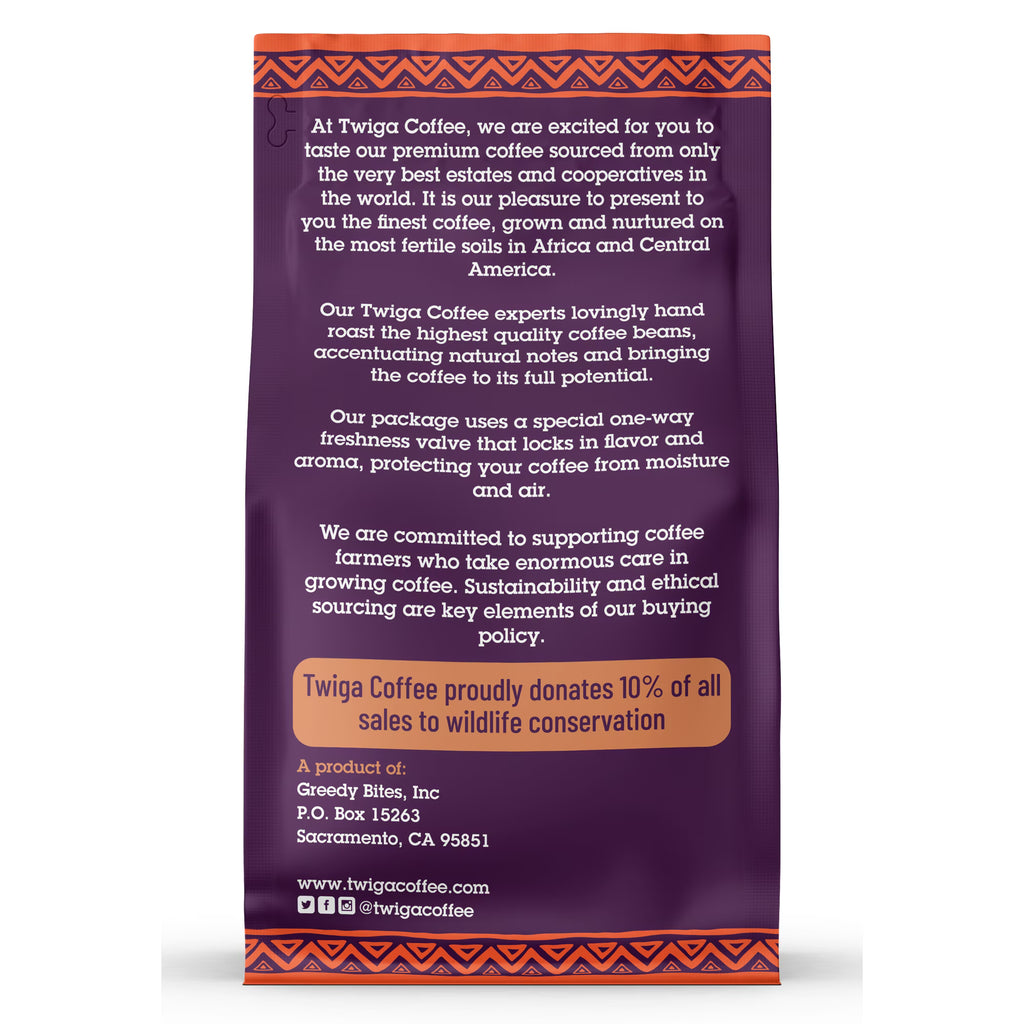 Twiga Coffee Kenya Grade AA Coffee – USDA Organic, Medium Roast Whole Bean, 12 oz