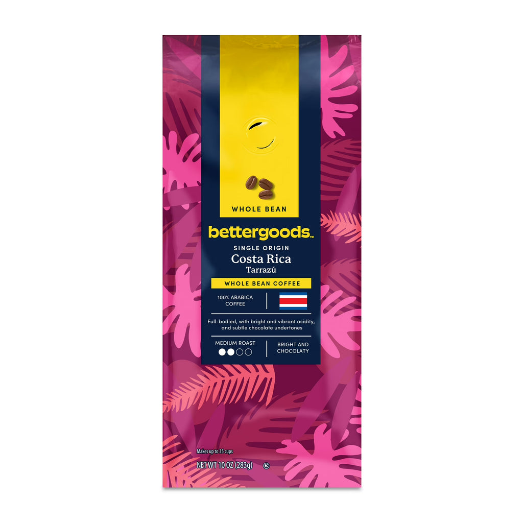 bettergoods Single Origin Costa Rica Tarrazu Coffee – Medium Roast Whole Bean, 10 oz