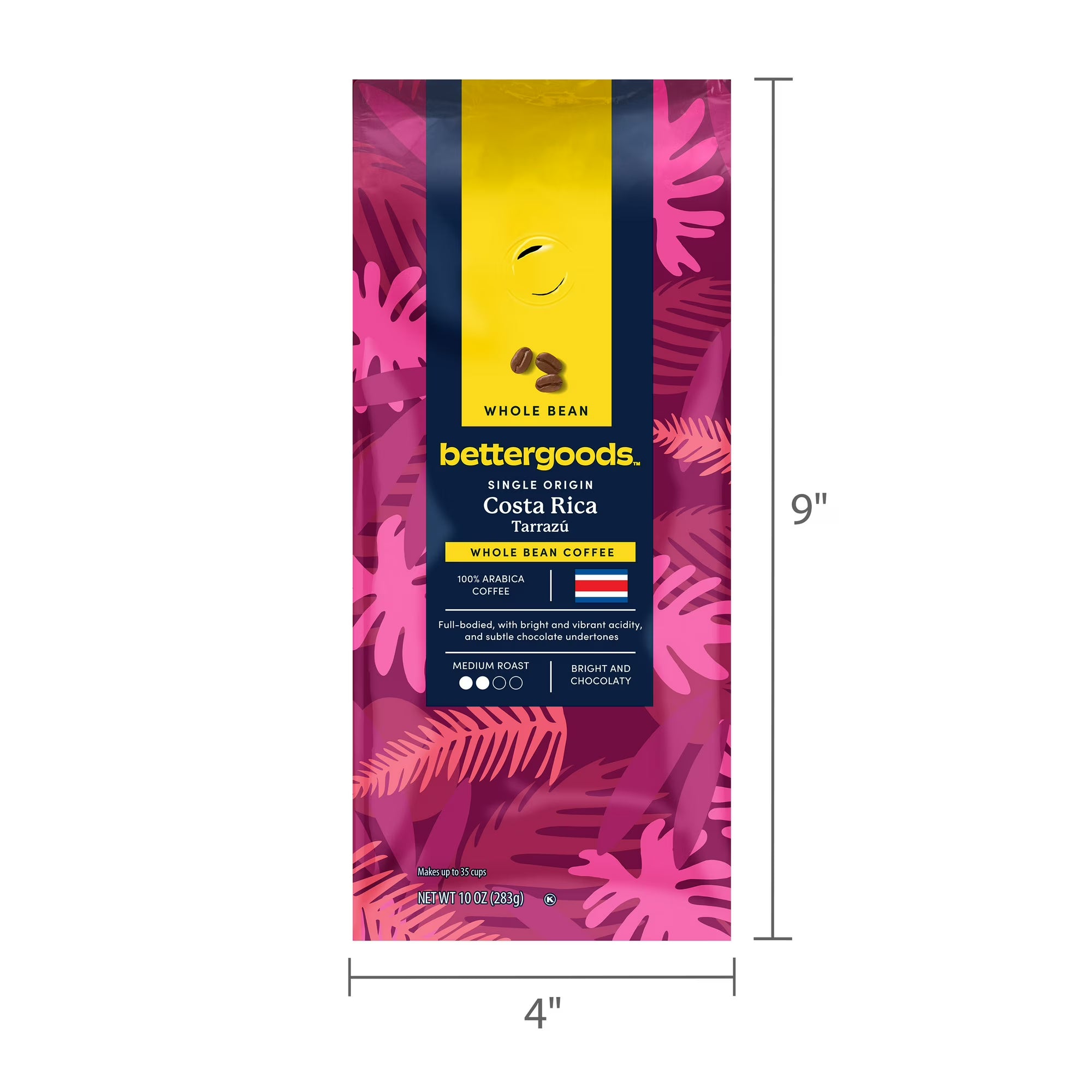 bettergoods Single Origin Costa Rica Tarrazu Coffee – Medium Roast Whole Bean, 10 oz